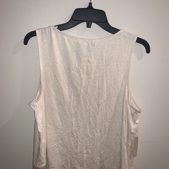 COPY - Boho fringe oatmeal slight crop top NWT - Picture 6 of 6